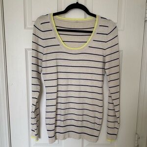 Cream Knit Top with Navy Stripe - Size Large